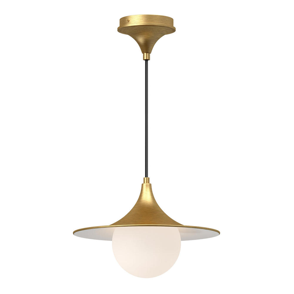 Fuji 12-in Brushed Gold/Opal Matte Glass 1 Light Pendant