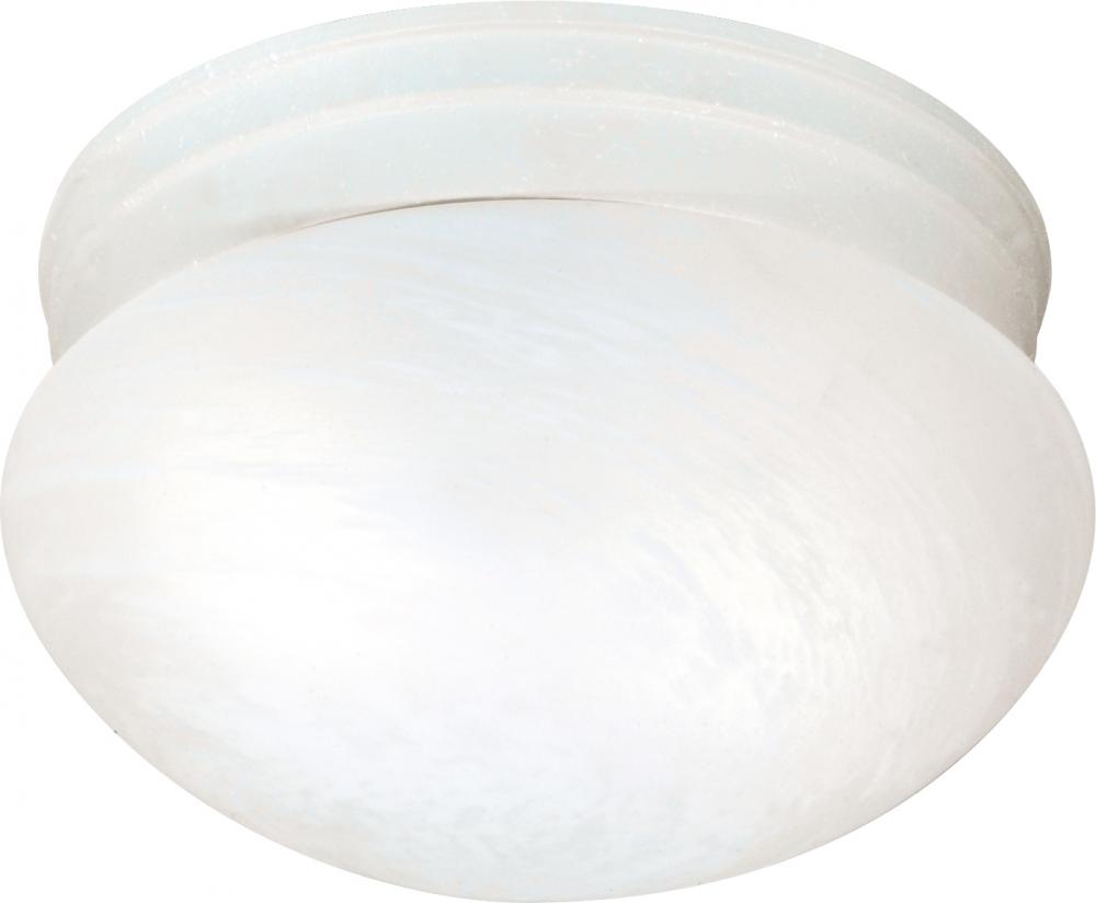 2-Light 9.5" Flush Mount Ceiling Light in Textured White Finish with Alabaster Mushroom Glass