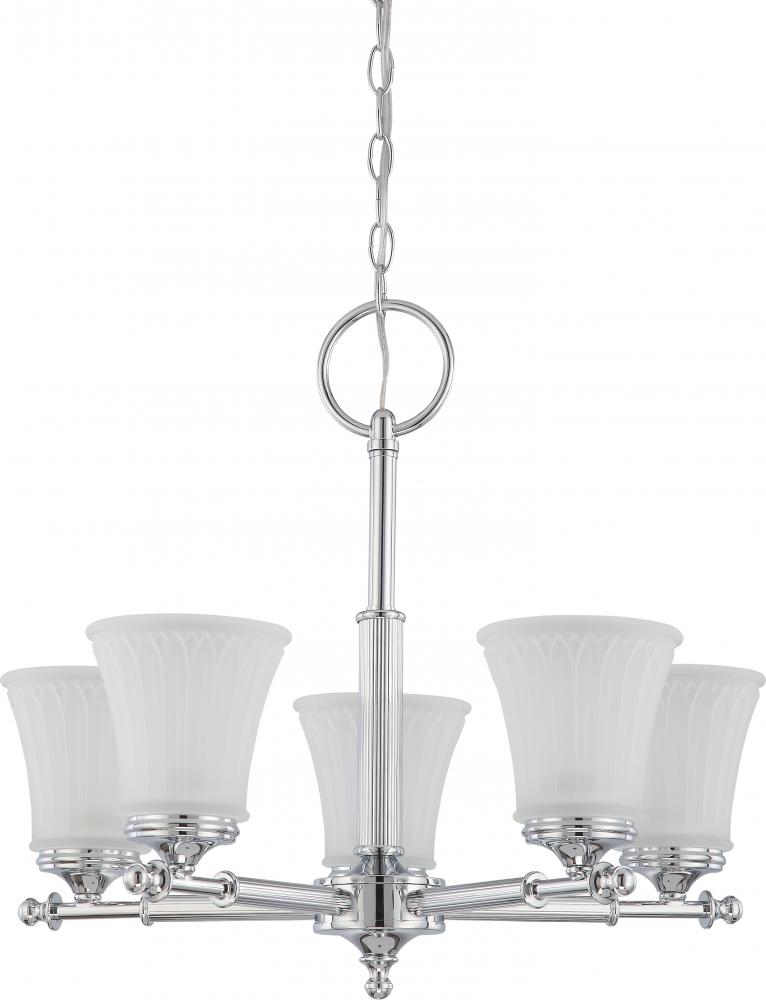 Teller - 5 Light Chandelier with Frosted Etched Glass - Polished Chrome Finish