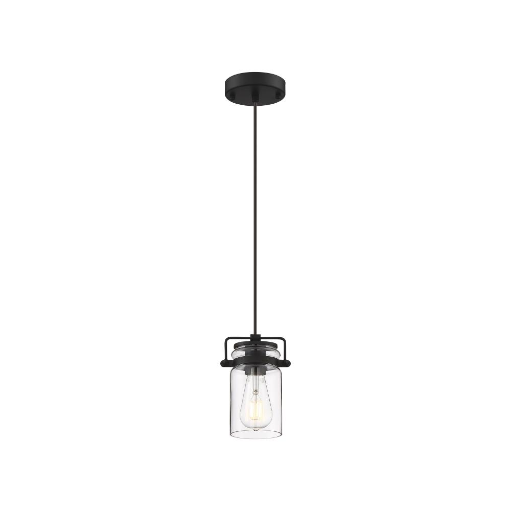 Antebellum - 1 Light Mini Pendant - with Clear Glass -Matte Black Finish