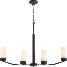 Nuvo 60/6328 - Denver - 4 Light Island Pendant with Satin White Glass - Mahogany Bronze Finish