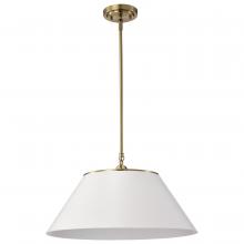  60/7415 - Dover; 3 Light; Large Pendant; White with Vintage Brass