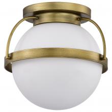 Nuvo 60/7781 - Lakeshore 1 Light Medium Flush; Natural Brass Finish; White Opal Glass