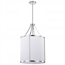 Nuvo 60/7972 - Easton 3 Light Pendant; Polished Nickel Finish; White Linen Shade